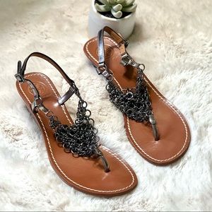 Tory Burch Deena Wedge chainmail  Sandal size 9.5